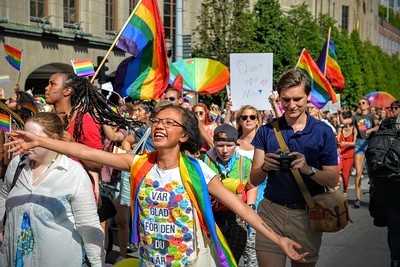 young people celebrating at a PRIDE parade
